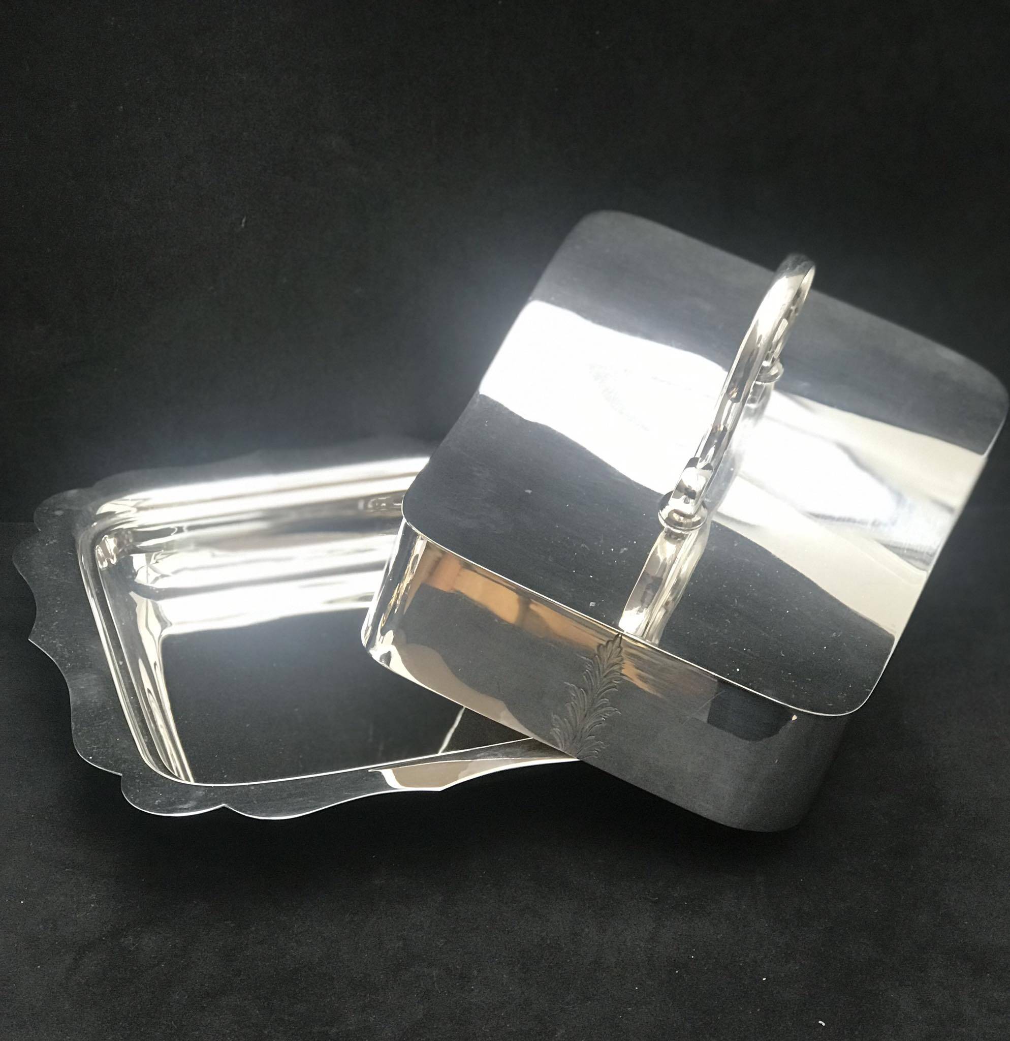 Butter dish silver plated butter/cheese dish with silver metal lid
