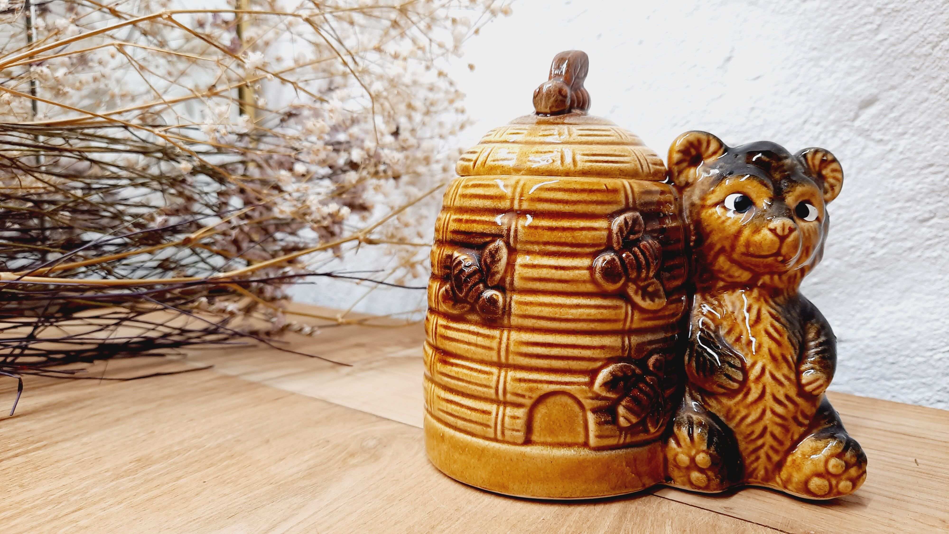 Honey pot hive and teddy bear
