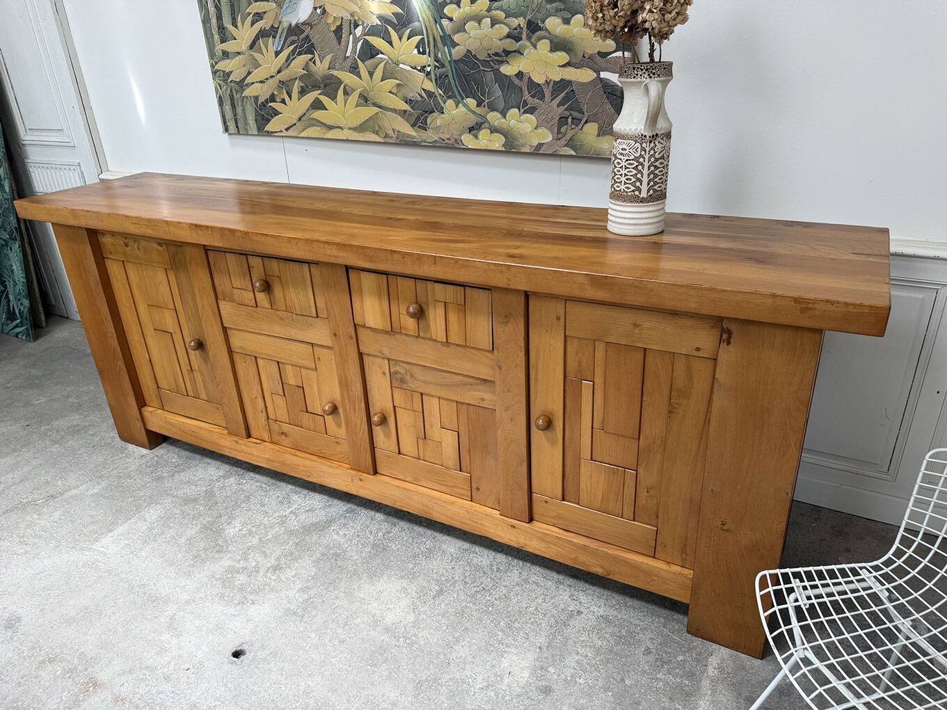 Brutalist 70's sideboard in solid elm
