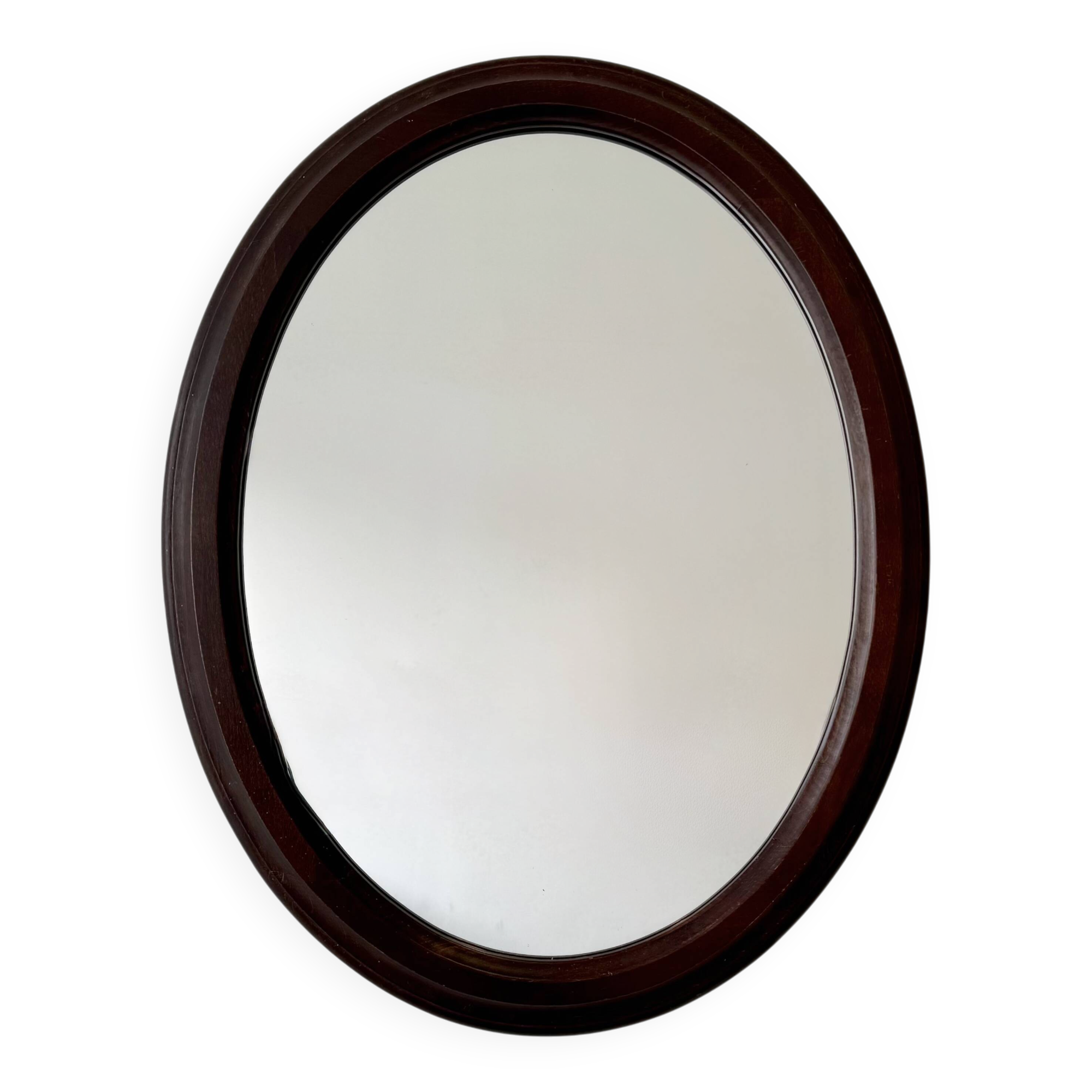Vintage Oval Mirror Wooden Frame