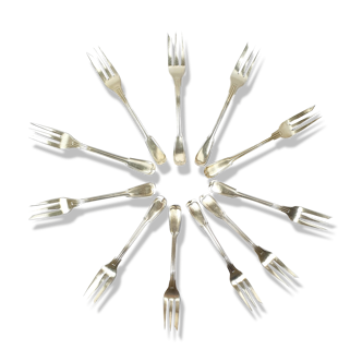 11 dessert forks Silver plated Christofle cakes 24 g vintage antique 1844 - 1935