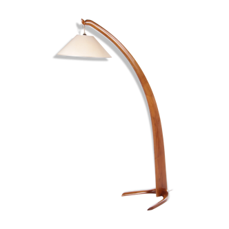 Lampadaire français en arc en bois années 1940