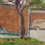 Guido hanset (1910-1992) watercolor on paper view of genoa ? 1968 signed