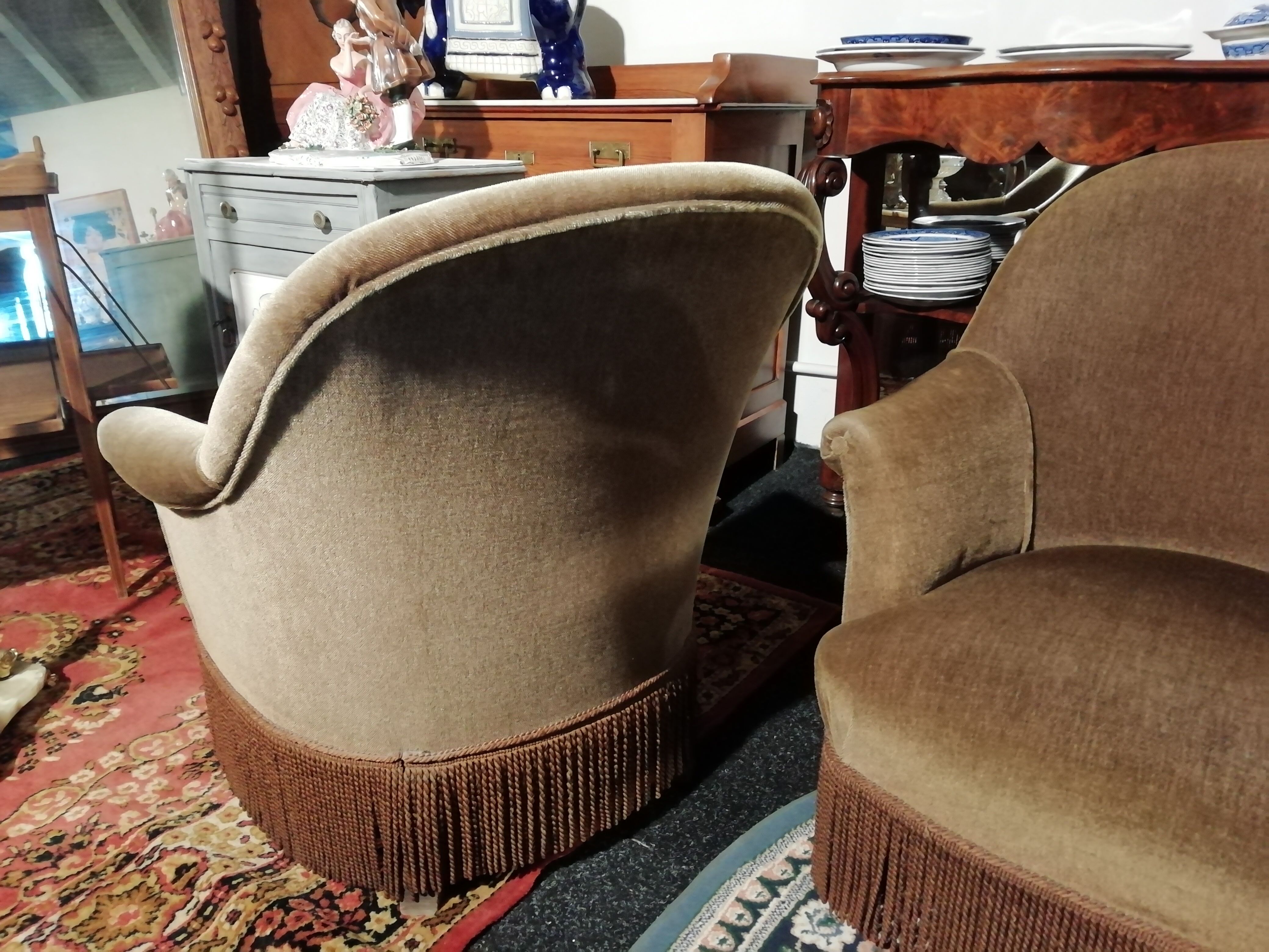 Paire de fauteuil Crapaud en velours