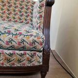 Louis XVI style bench circa 1900, geneva velvet tapestry with floral decorations