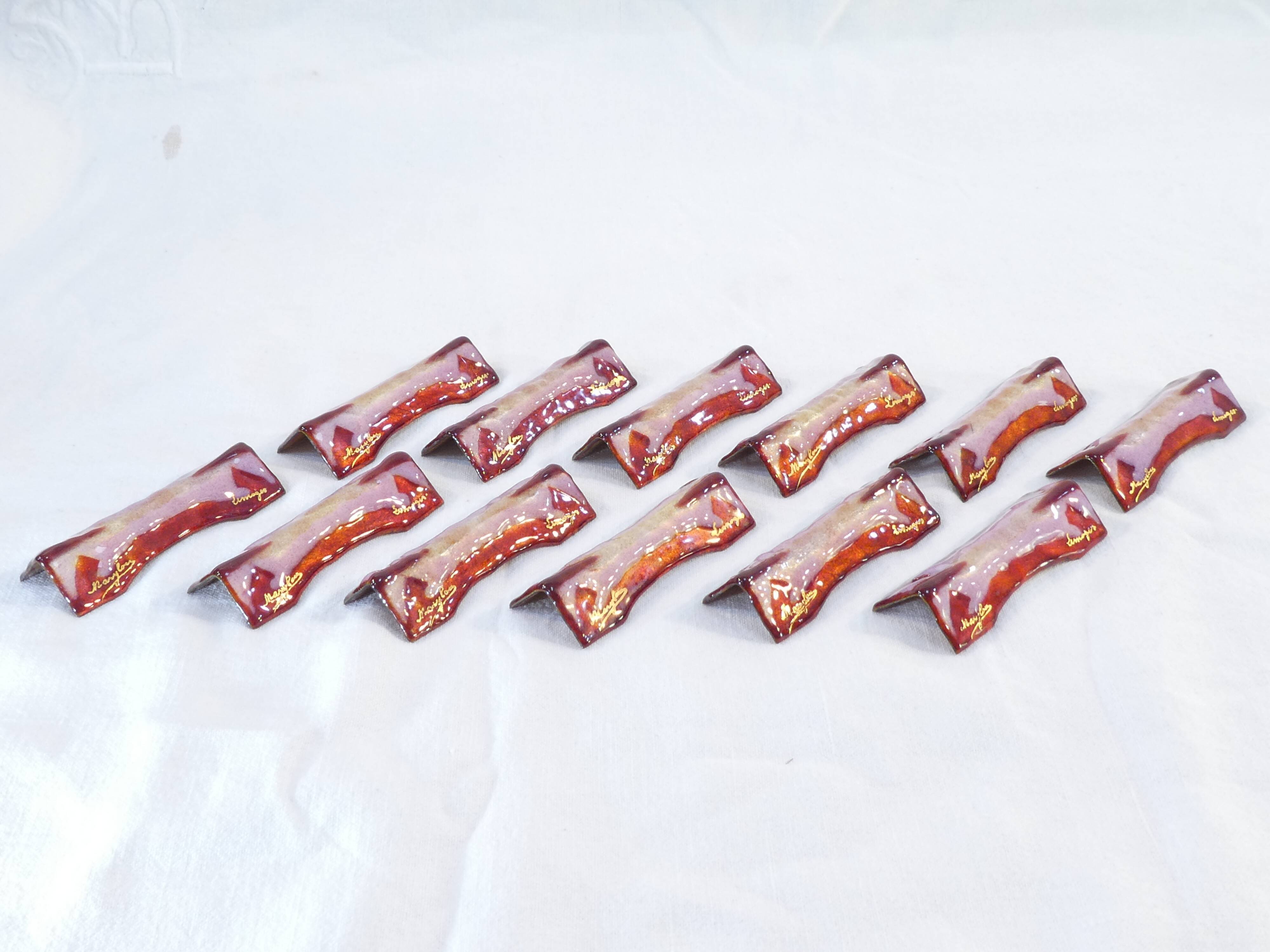 12 knife doors in limoges enamel signed marylou