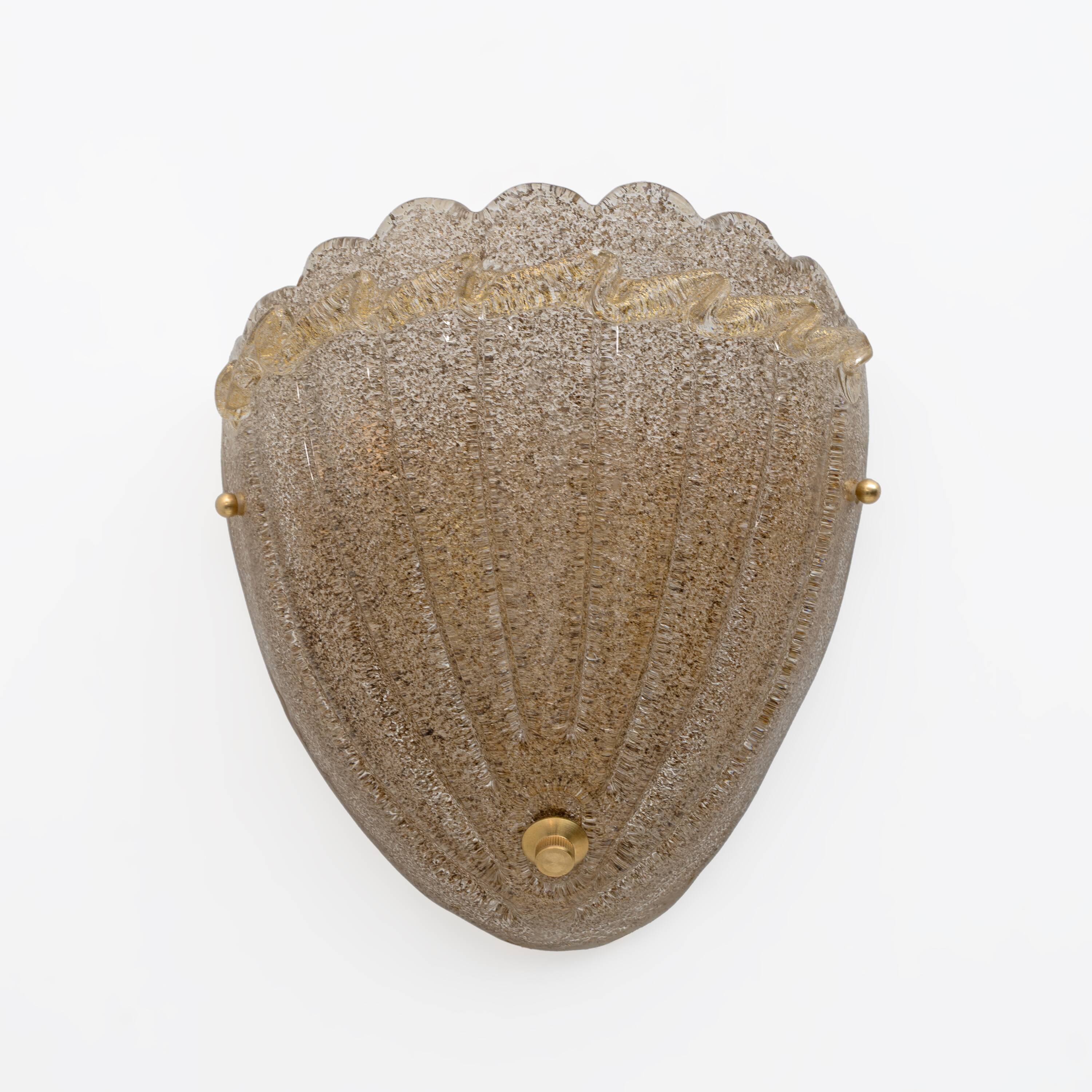 Pair of Mid-Century Modern Glass Shell Sconces