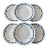Set of 6 semi-deep plates in ironstone Longchamp model Denise.