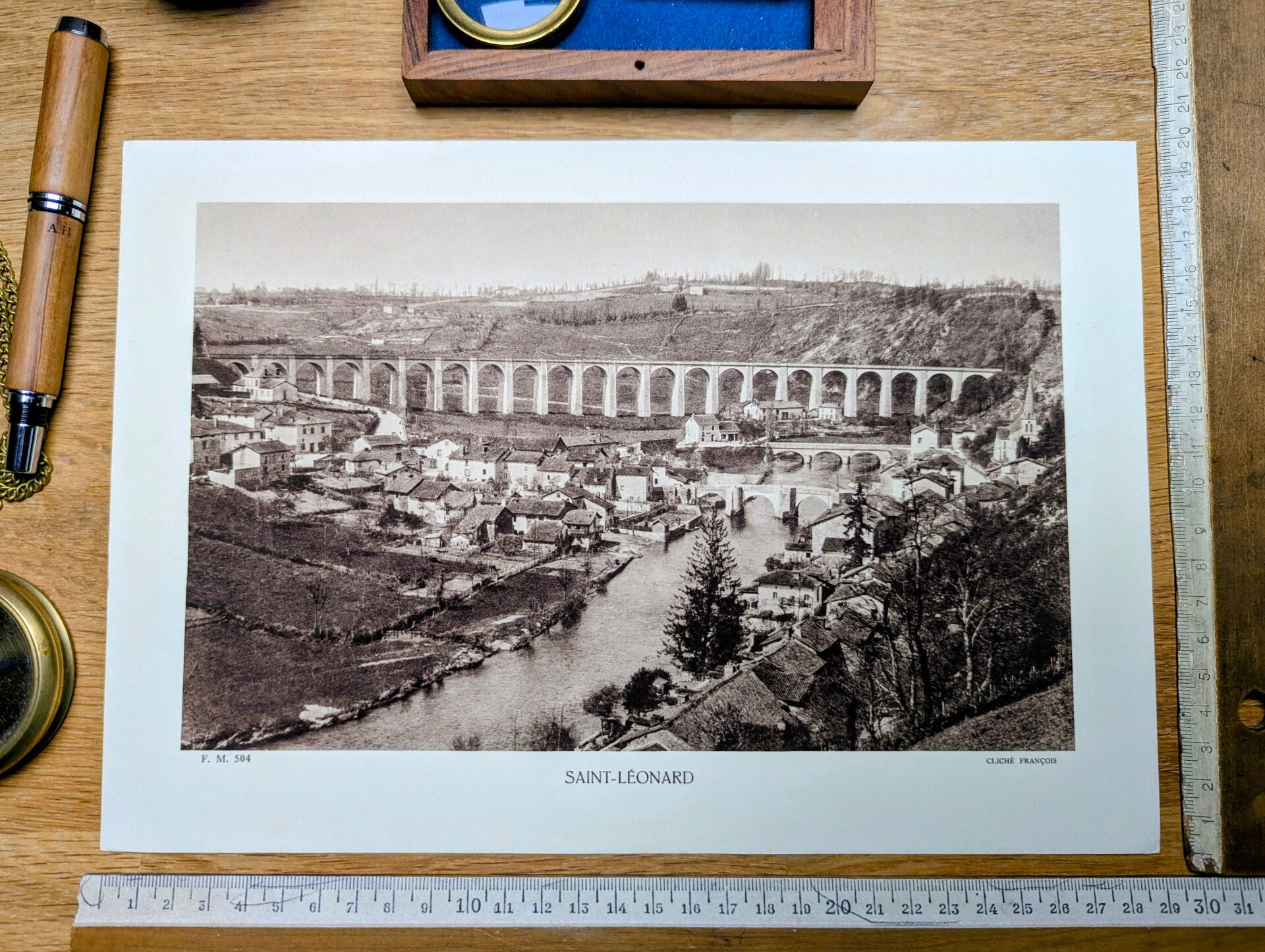 Saint-Léonard-de-Noblat, Haute-Vienne, printed photo plate from 1942.