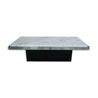 Coffee table in chrome white marble and wood