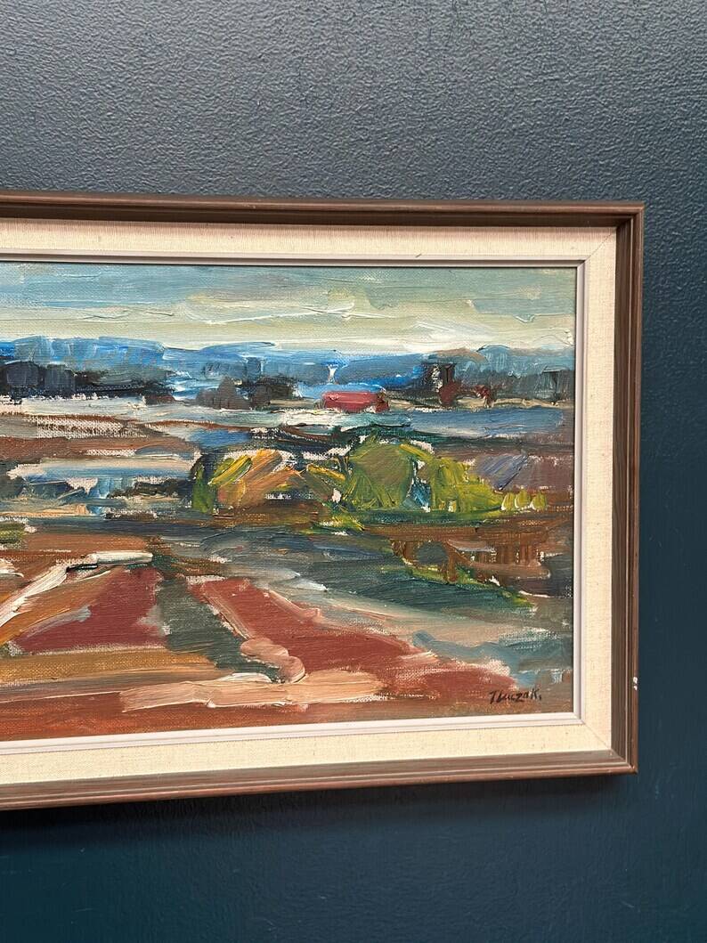 Original Swedish Oil on Canvas – “Landscape” by Jerzy Luczak‑Szewczyk (1923–1975)