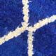Tapis berbère beni ouarain bleu majorelle à losanges écrus 290x202m