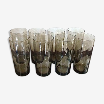 Set of 8 vintage shaded brown glasses