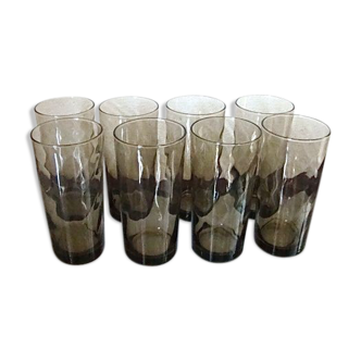 Set of 8 vintage shaded brown glasses