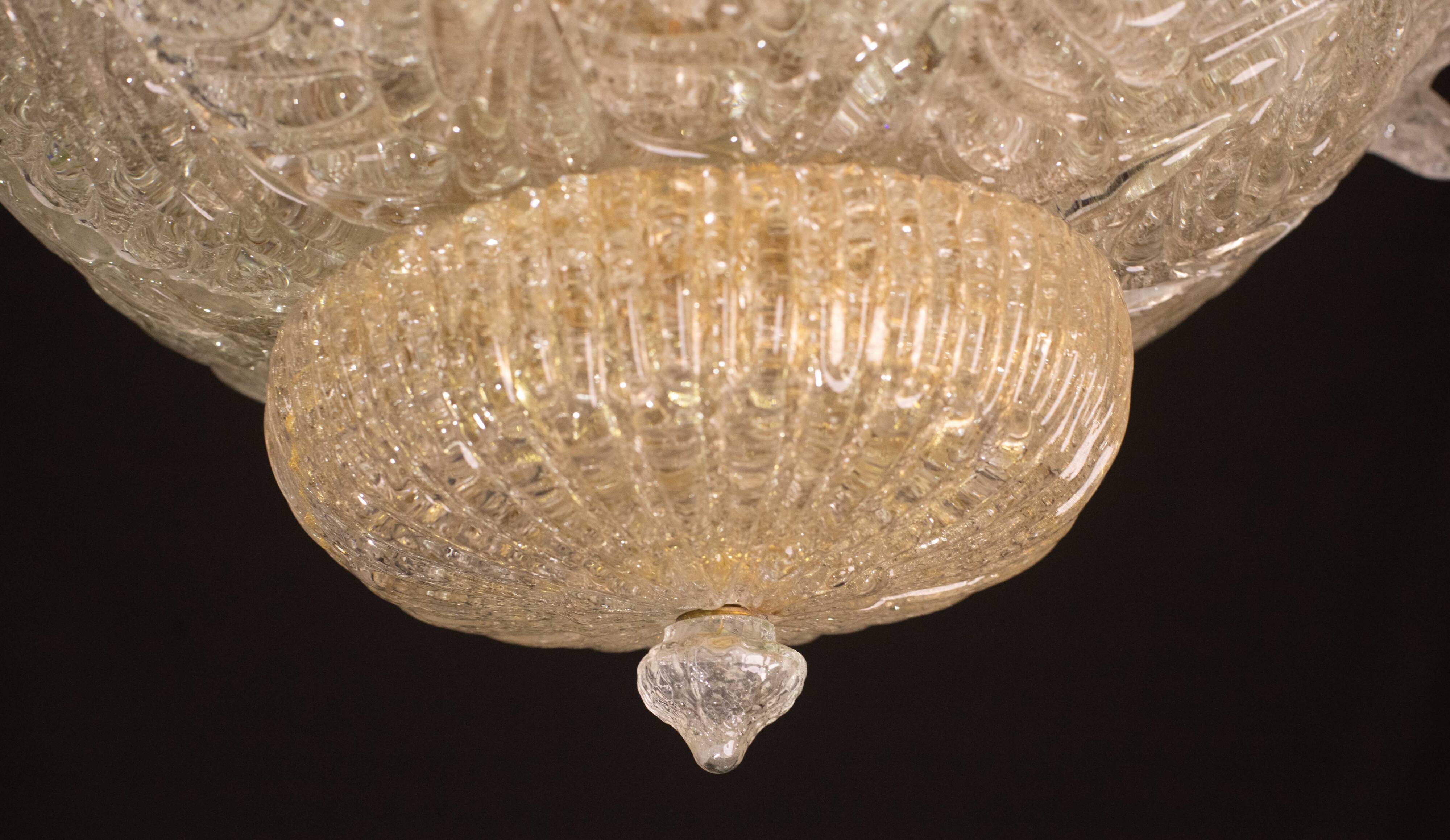 Splendid Amber Italian Murano Glass Ceiling Light, 1970s