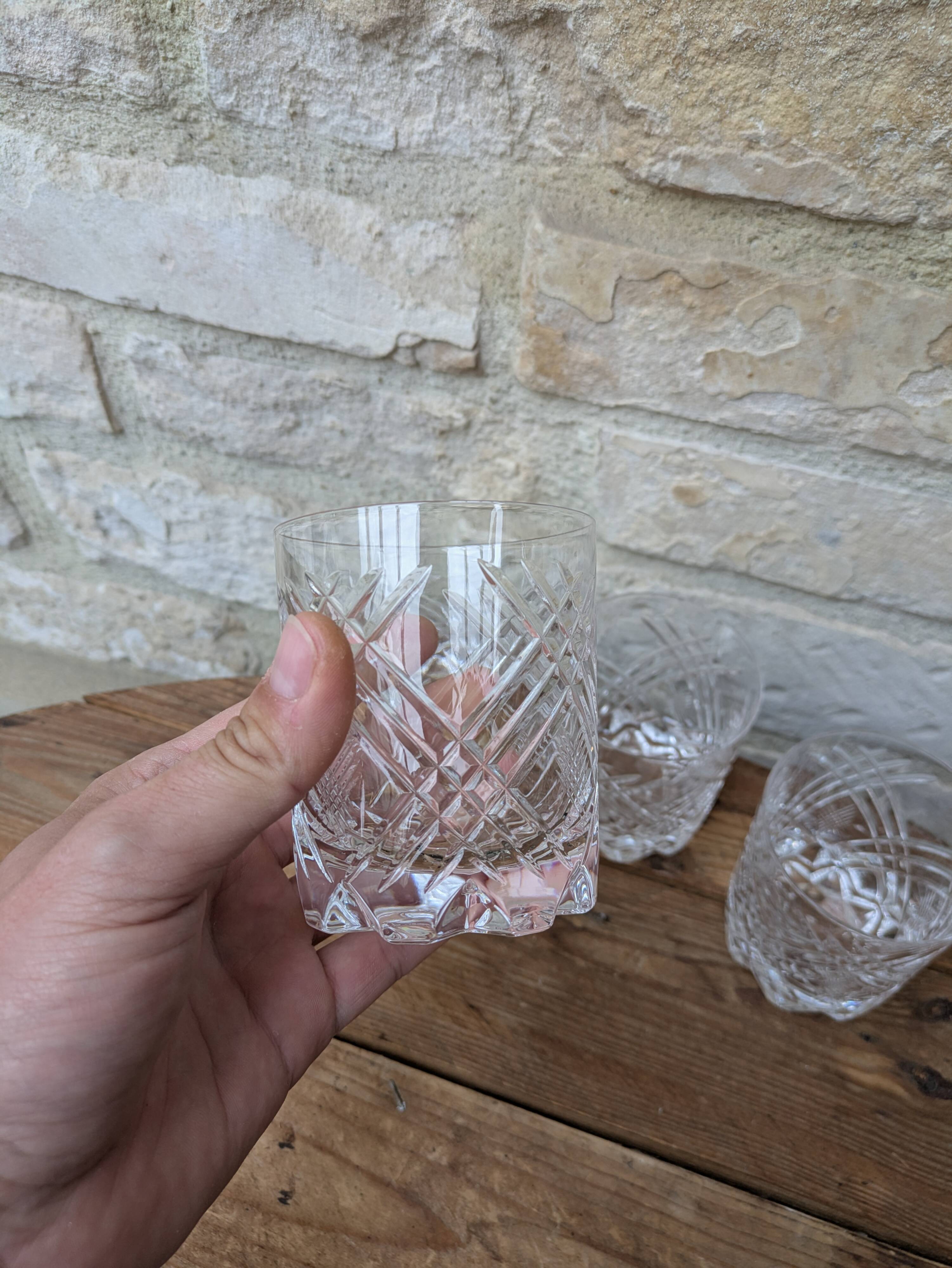 Set of 4 cut crystal whisky glasses from Cristal de Vannes