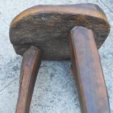 three-legged milking stool made of olive tree folk art