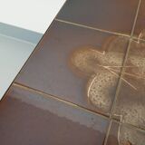 Vintage rectangular coffee table from the 60s 70s in ceramic, black metal and chrome metal