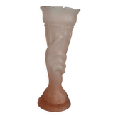Vase main vintage en verre dépoli rose, style Art Déco - 30 cm