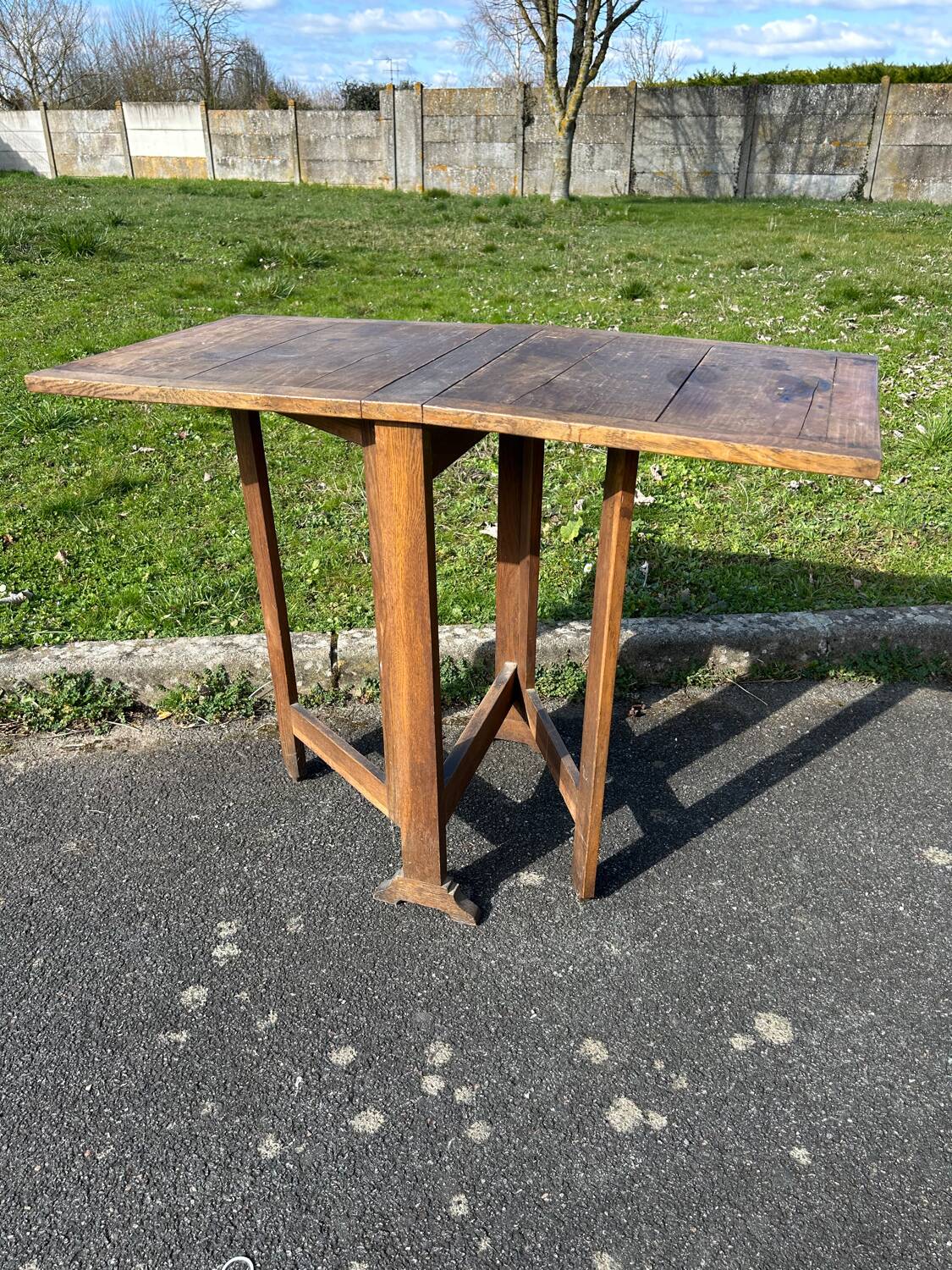 Antique folding oak table