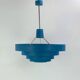 Vintage 1960s Metal Pendant Light - Blue Design