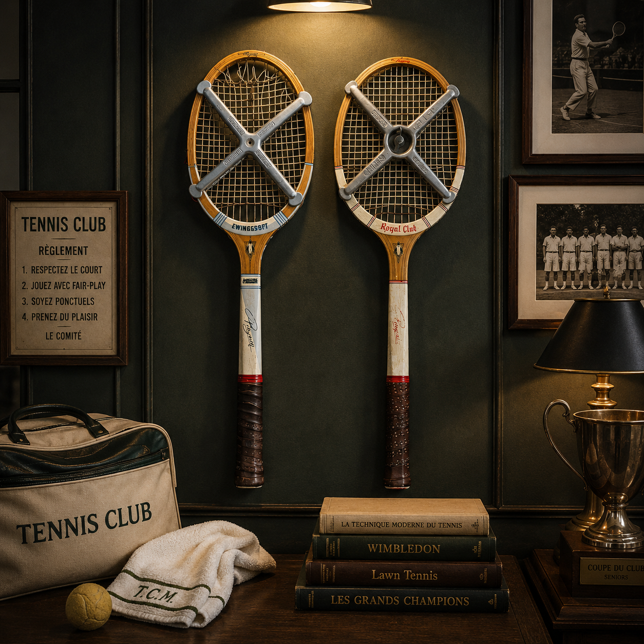 Vintage Pinguin rackets from the 1960s.