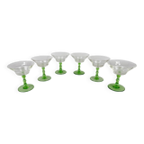 Ensemble de six verres à pied Art Déco, Tchécoslovaquie