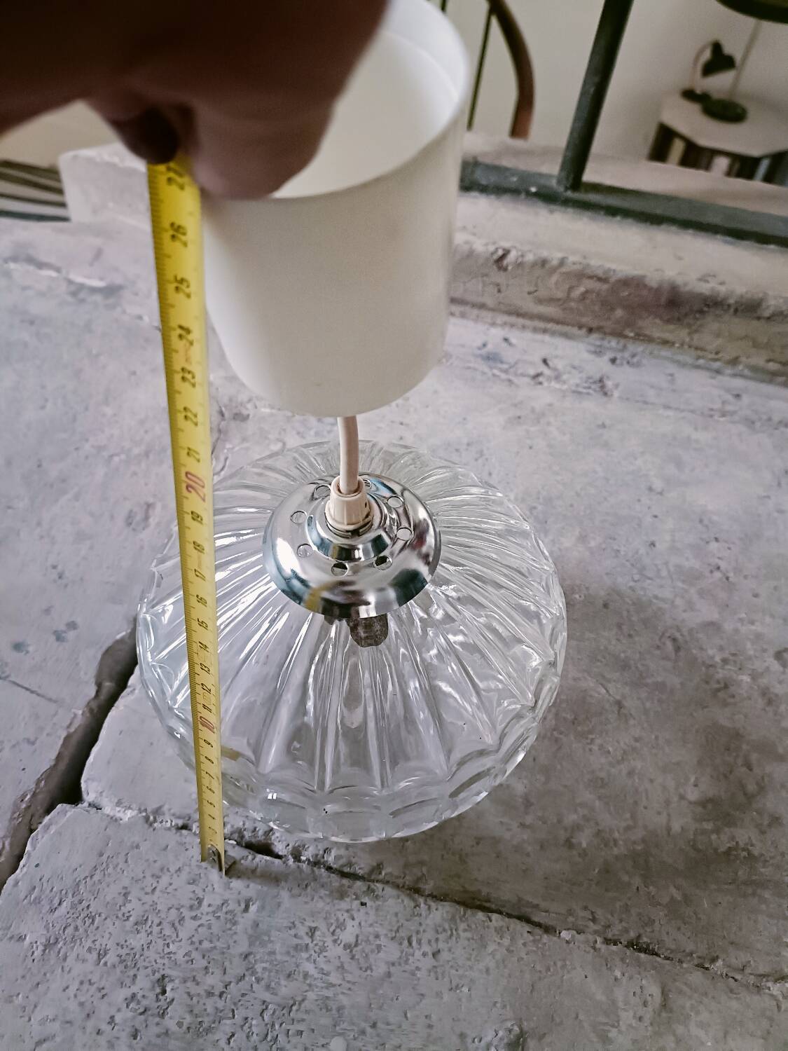 Vintage molded glass pendant light