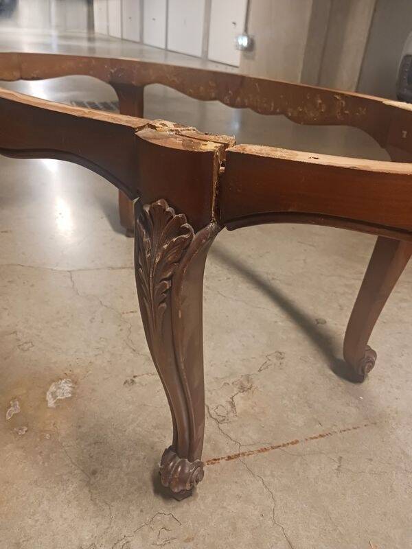 Large antique coffee table in Louis XV style – green marble top