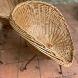 Rattan armchair vintage basket of the 50s