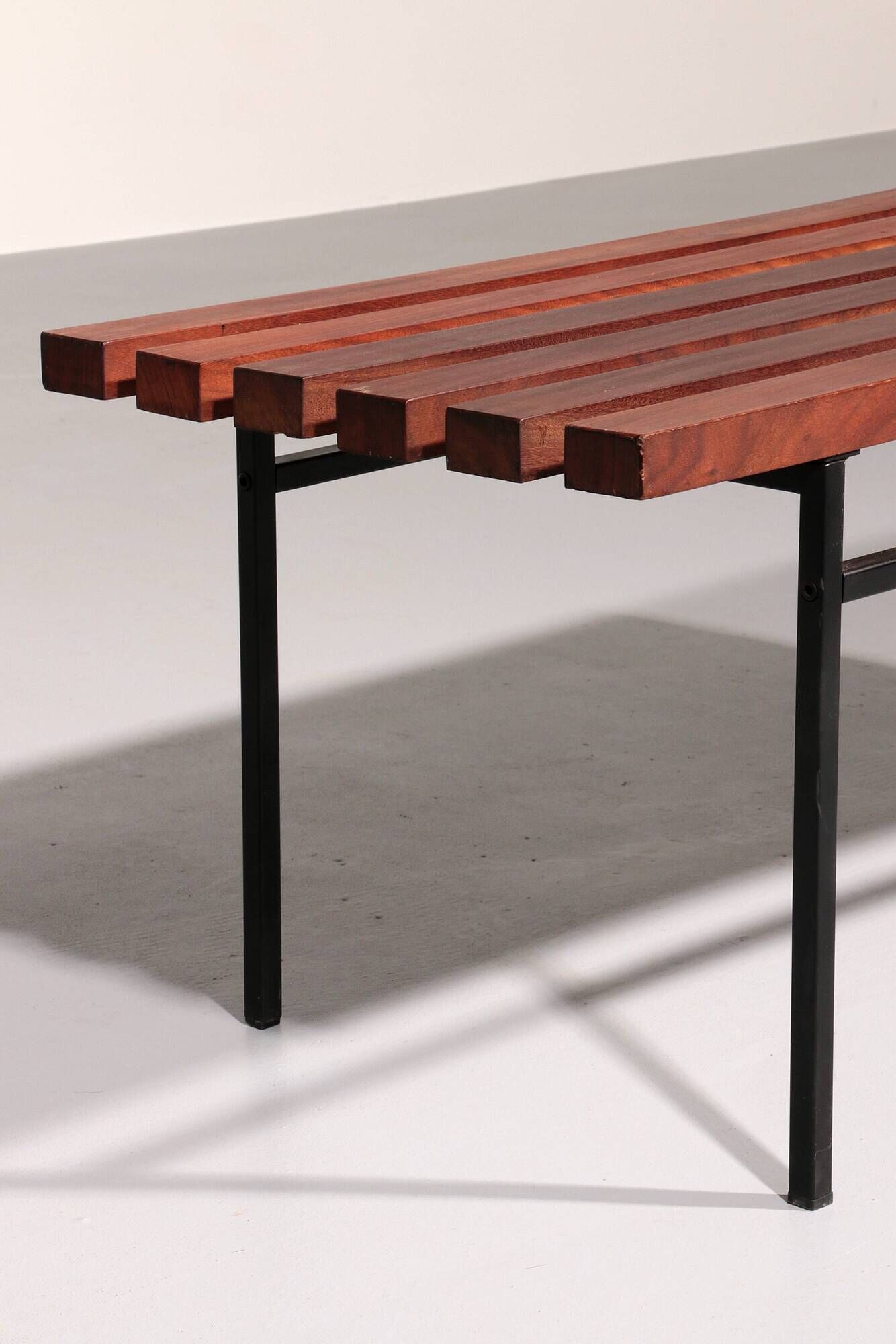 Mid-Century Meranti Wood Bench 1960 Italy