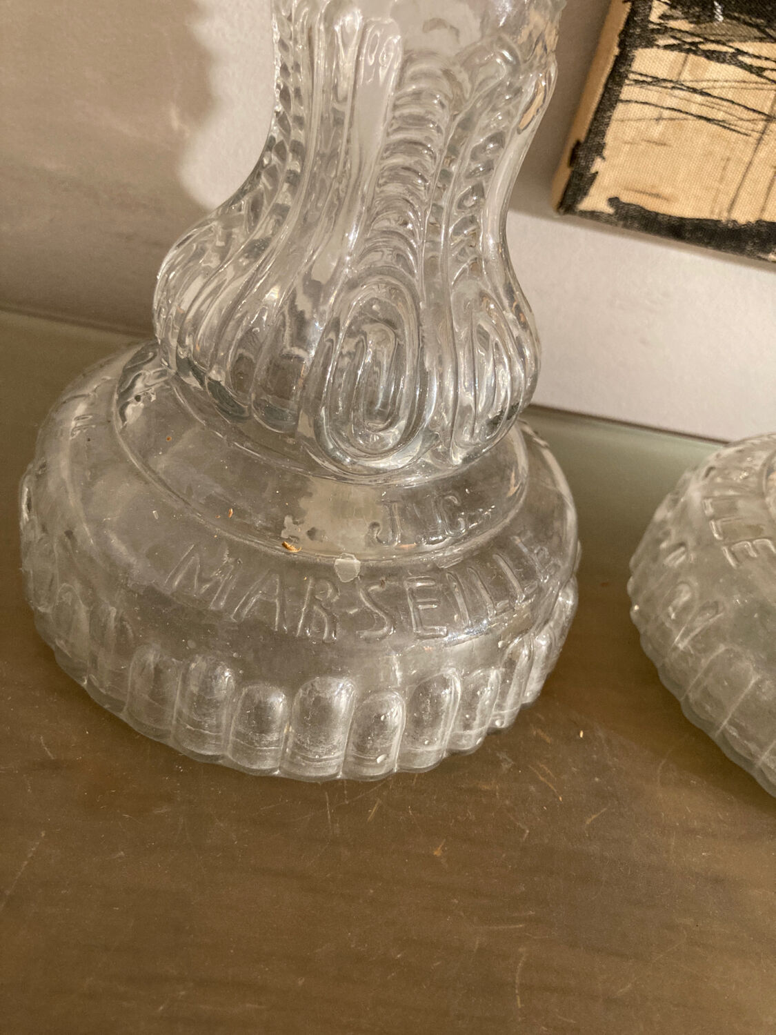 Pair of antique glass candle holders