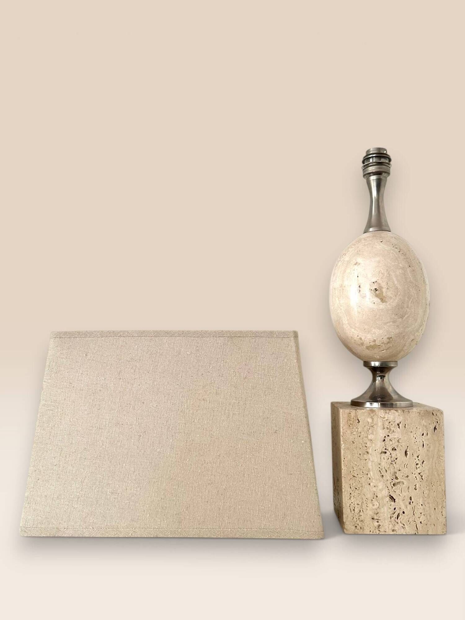 Travertine lamp by Philippe Barbier