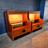 Pair of rosewood bedside tables, 1960s-70s