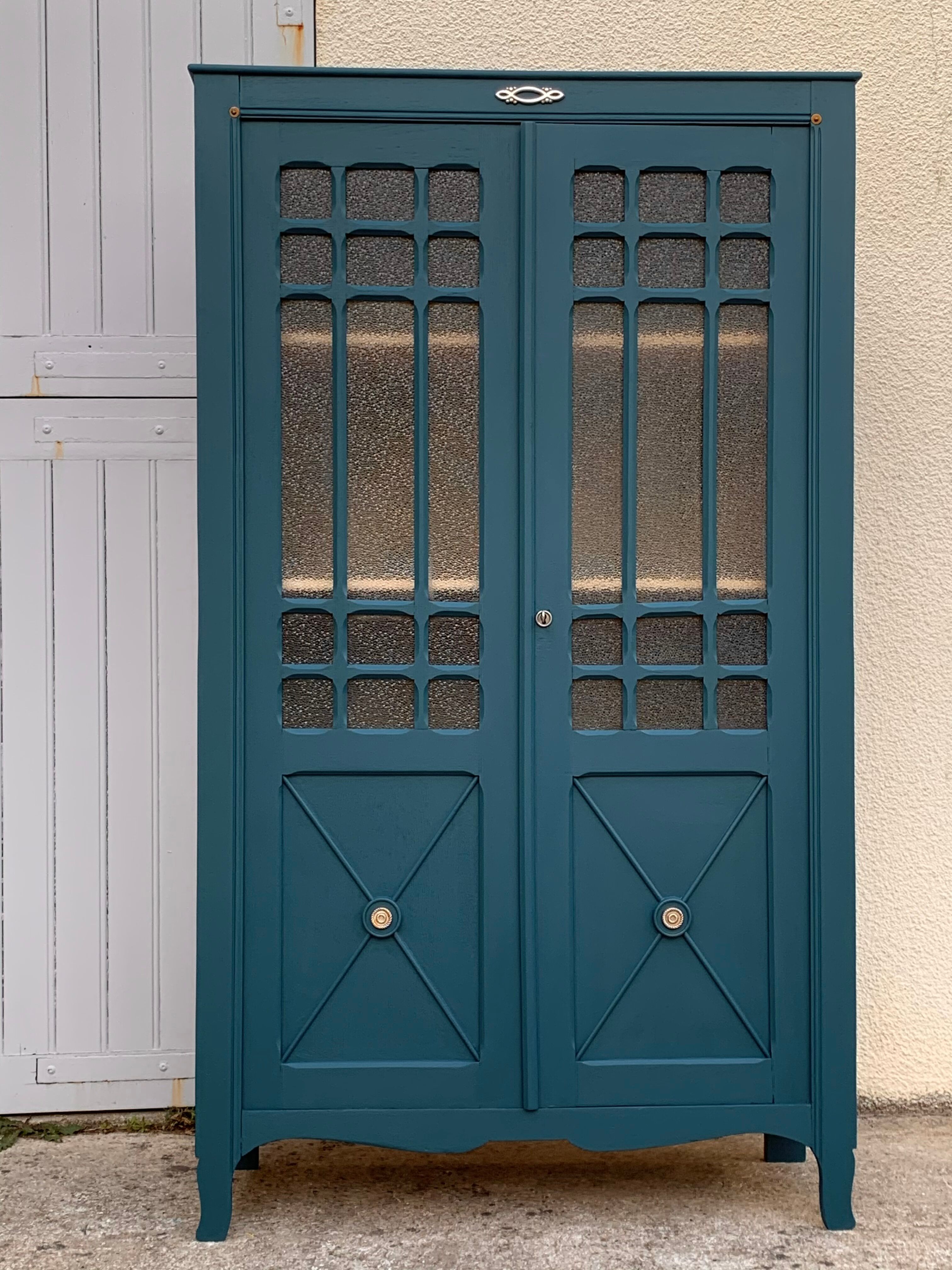 Glass-glazed Parisian wardrobe 1950