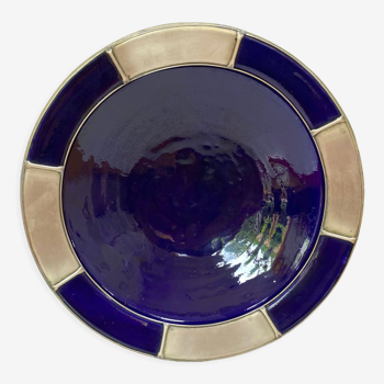 Large hollow plate in blue ceramic from Morocco