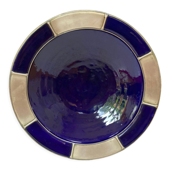 Plat creux en céramique bleue du Maroc