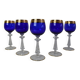 Mid Century Set of Five Stemmed Wine Glasses, 1950's.