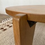 Table basse Jean Prouve en chêne massif diamètre 80cm Edition Vitra