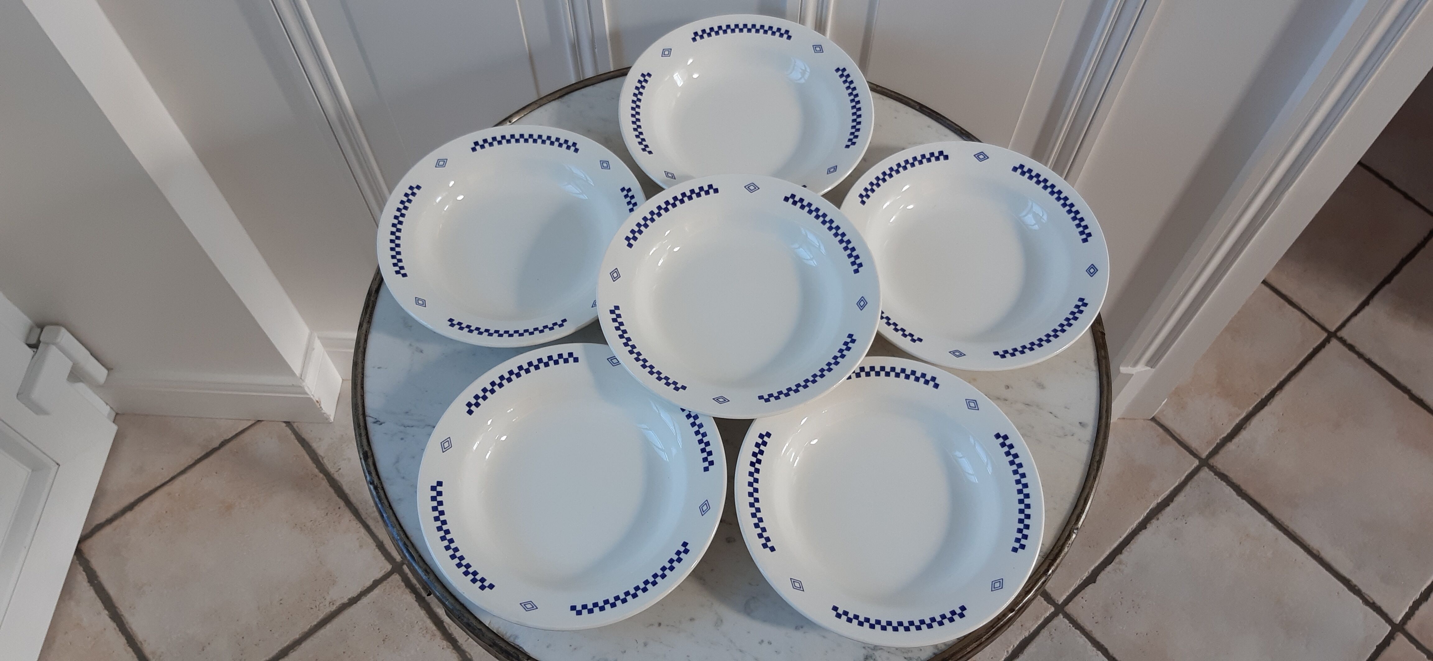 Set of 6 hollow plates Lustucru 80s