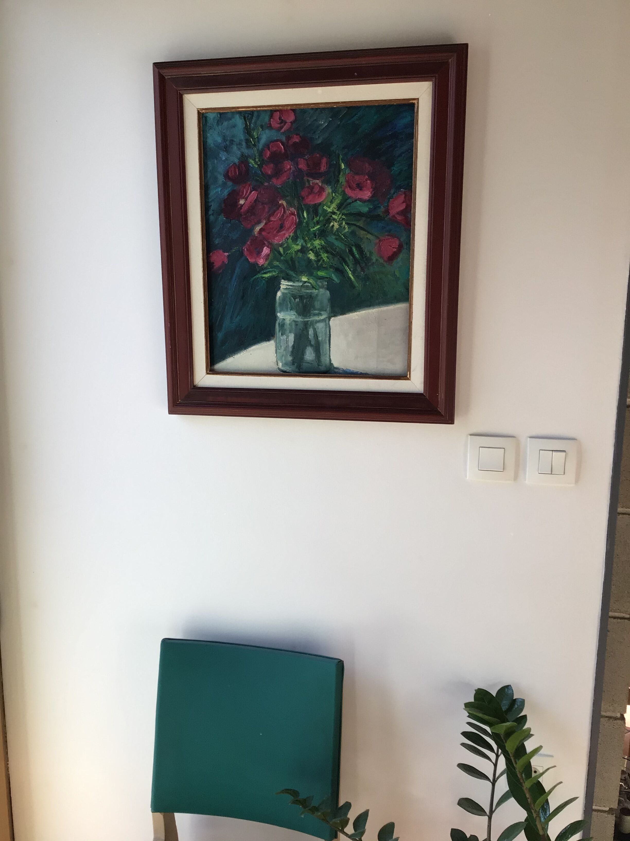 Bouquet plum paint on framed wood
