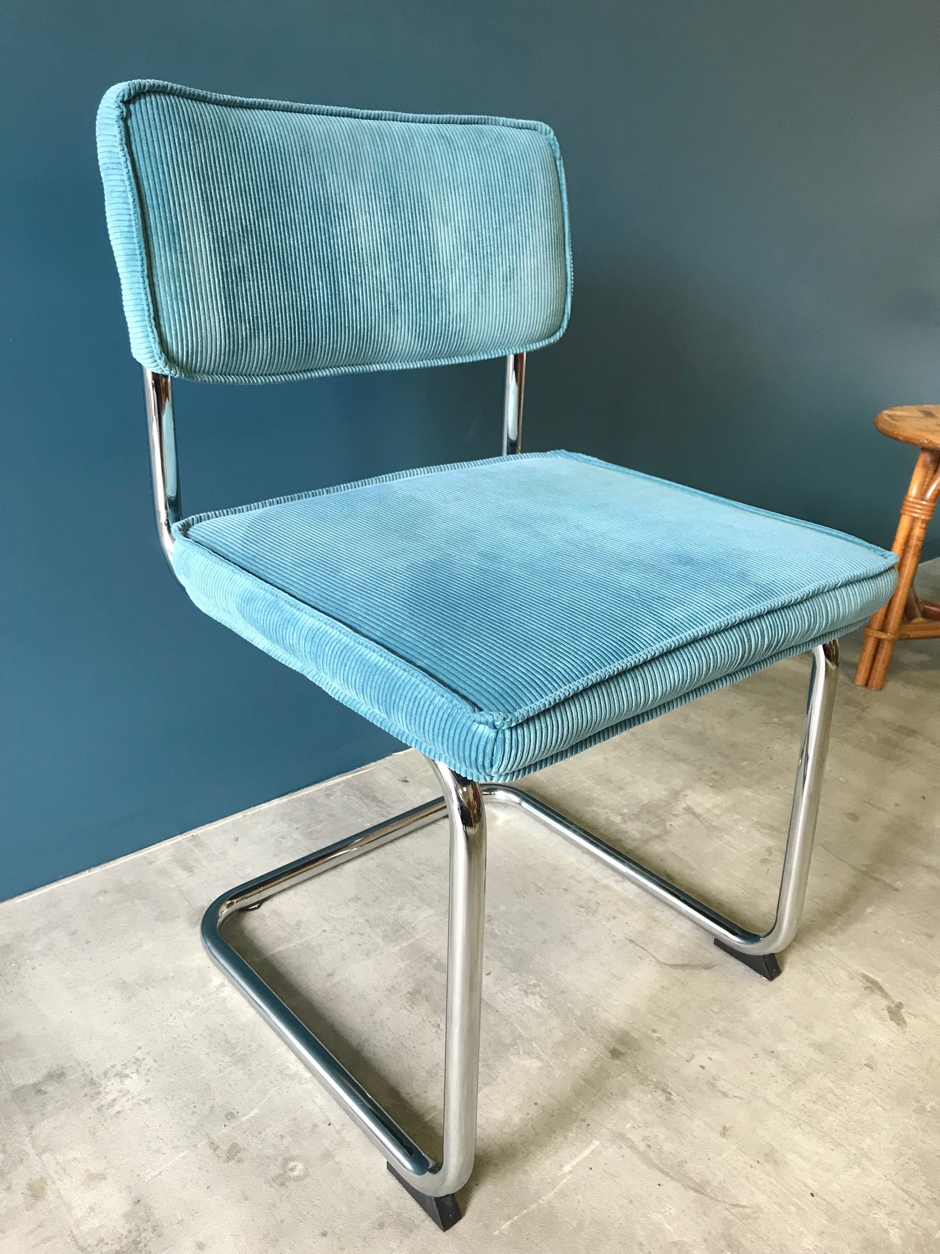 Series of 4 velvet & chrome chairs from the 90
