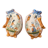 Henriot Quimper earthenware bouquetettes (couple)