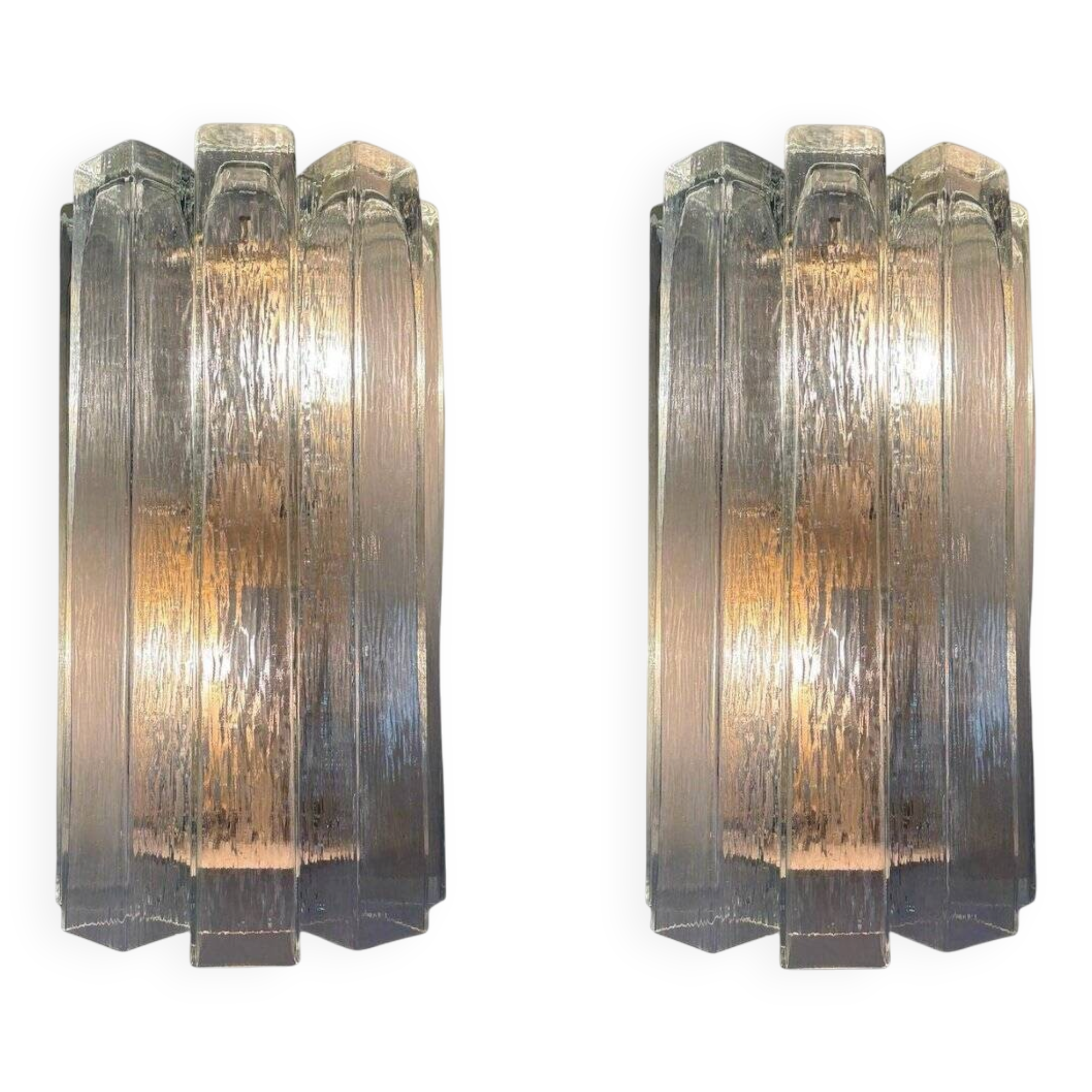 Monumental Italian Wall Lamps attributed to Venini, Italy, 1970s, Set of 2