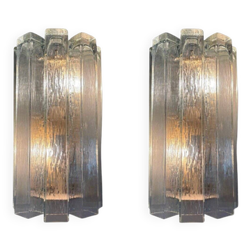Monumental Italian Wall Lamps attributed to Venini, Italy, 1970s, Set of 2