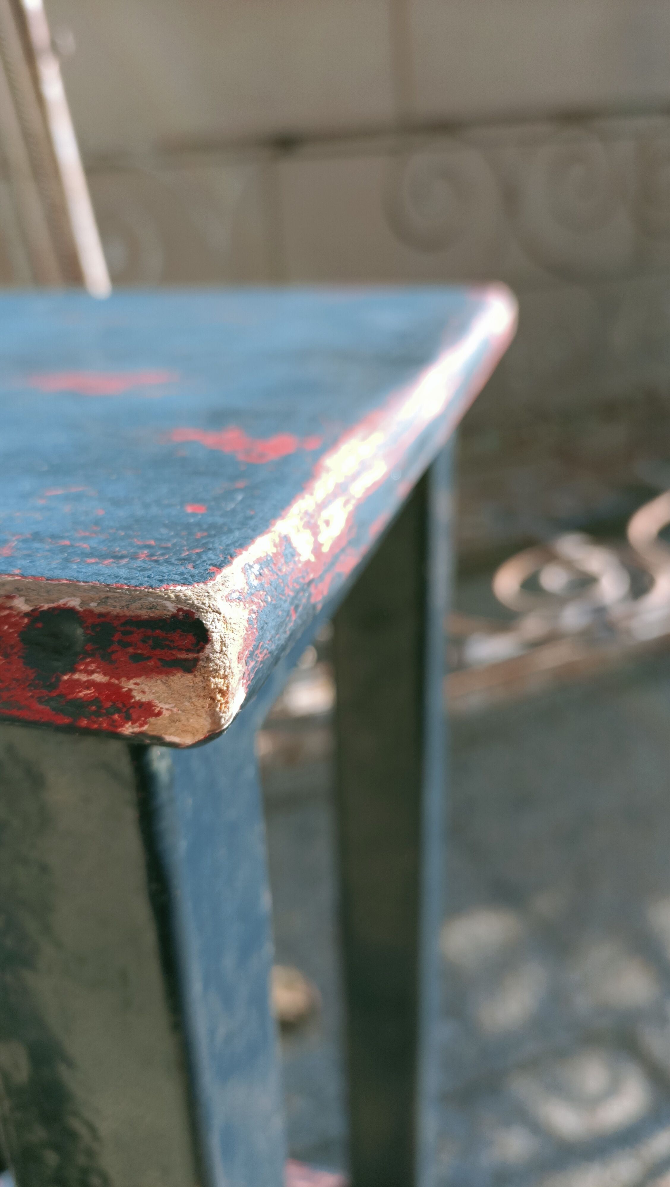 High patinated wooden stool