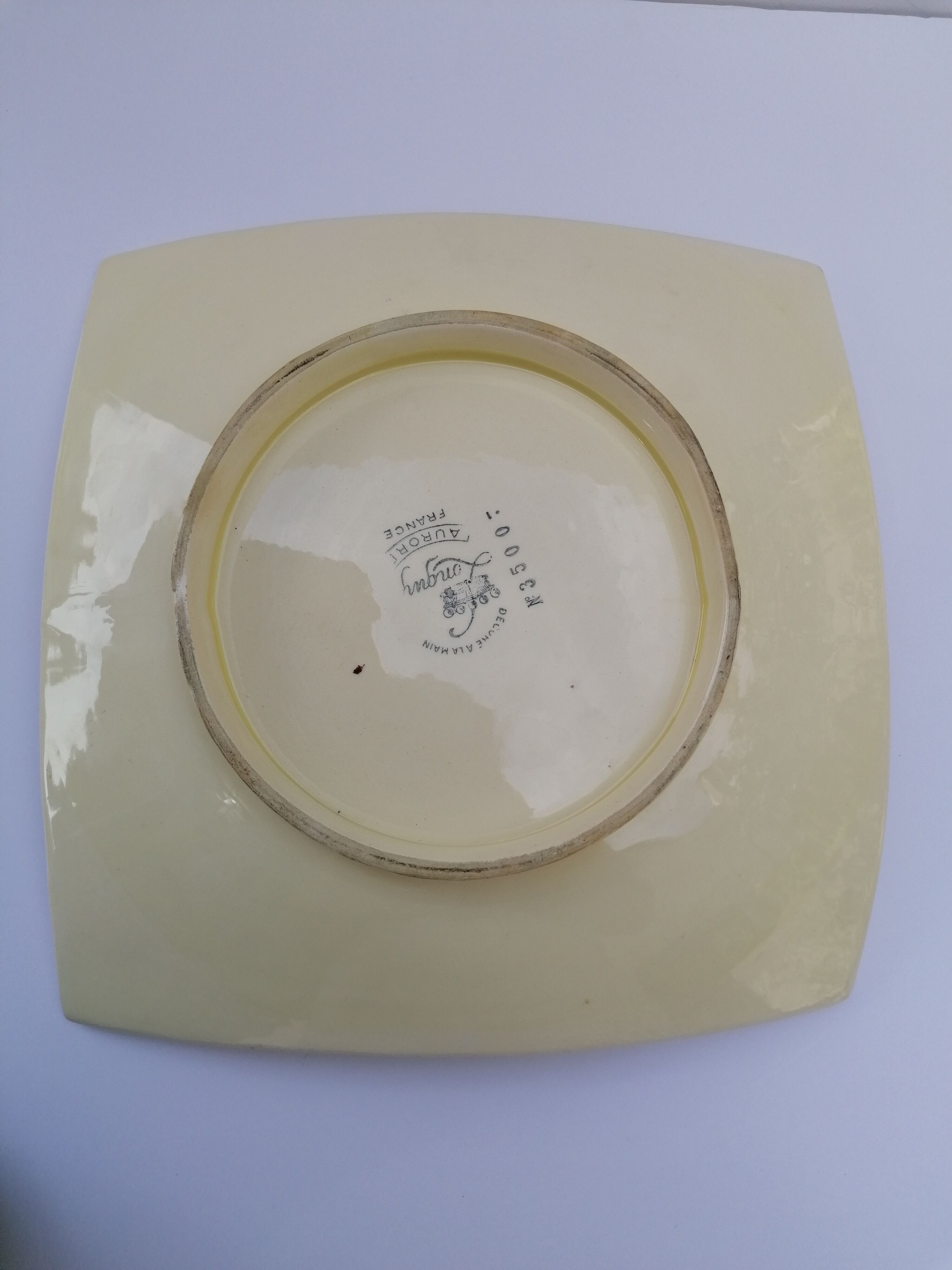Longwy porcelain square dish, numbered aurora model, retro chic
