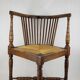 Chaise fauteuil d'angle bois & paille anglais xixeme