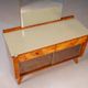 Vintage dressing table with burl veneer, large mirror and storage cabinets