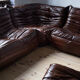 Togo brown leather set designed by Michel Ducaroy 1973